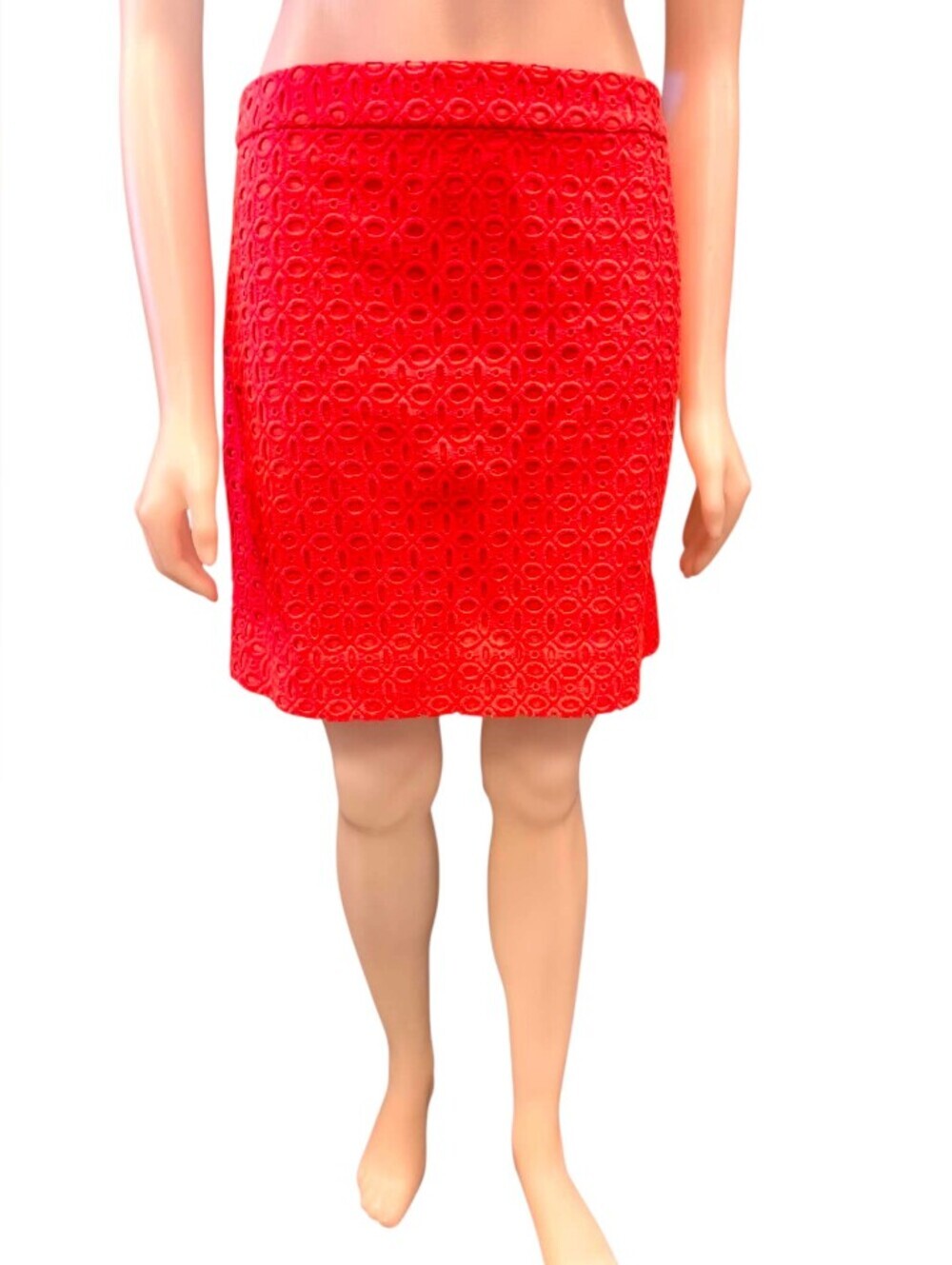 J Crew 100% Cotton Skirt Coral Mini Lace Size 12 EUC